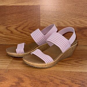 Pink Cali by Sketchers Luxe Foam Cork Wedges